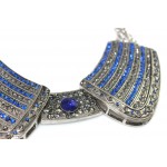 Royal Knight Sapphire Smokey Crystal Encrusted Collar Necklace